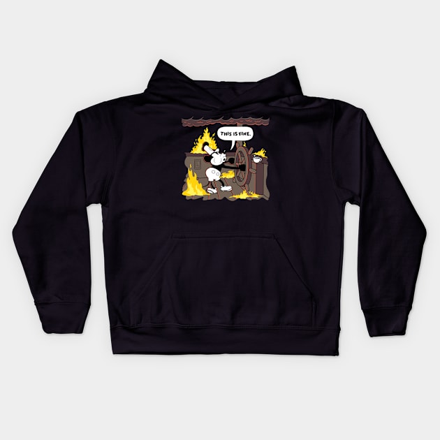 Everything is fine aboard the steamboat Kids Hoodie by rmtees